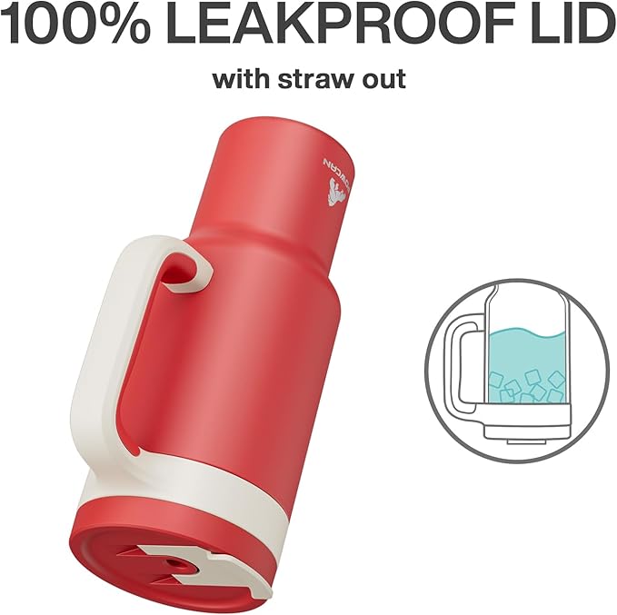 40 oz Tumbler with Handle, 2-in-1 Straw and Sip Lid, Leakproof, Dishwasher Safe, Insulated Stainless Steel Travel Coffee Mug, Keeps Cold for 34 Hours, Fits in Car Cup Holder (Passion)