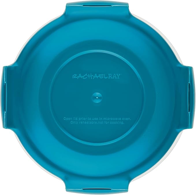 Rachael Ray Leak-Proof Nestable Container Food Storage Bin Set, 10-Piece, Clear with Teal Lids