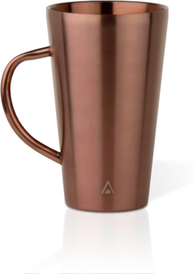 BigBak Stainless Steel Coffee Mugs with Handle – Set of 2, 15 oz Rose Gold – Insulated Metal Cups, Double Wall, BPA-Free, Unbreakable, Dishwasher Safe