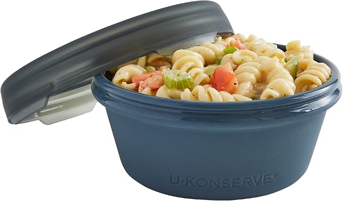 U Konserve Platinum Silicone Food Storage Bento Box Dual Seal Container - Leak Proof, Shatter Proof, Dishwasher Safe, Plastic Free - 8oz (Night Harvest)