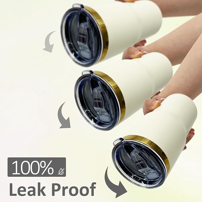 20 oz Tumbler Bulk 12 Pack Stainless Steel Tumblers with Lids and Straws, Double Wall Vacuum Insulated Travel Coffee Mug for Laser Engrave, Powder Coated Cups for Hot and Cold Drinks (Cream,12 pack)