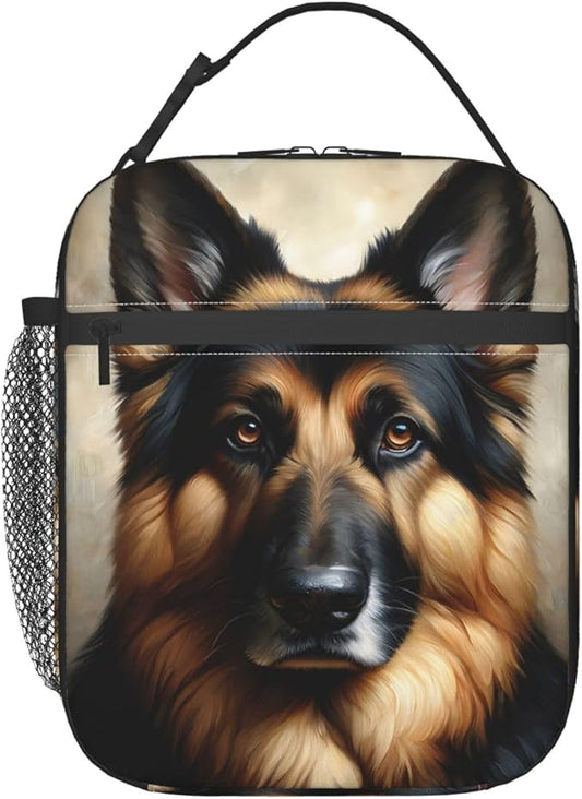 Reusable Cool Dog Lunch Box for Kids Girls Boys Women Adult, Insulated German Shepherd Lunch Bag,Polyester Cooler Handbags Case for School Picnic Work Travel Beach or Hiking