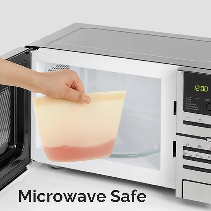 6 Pack Reusable Silicone Food Storage Bags, Emptycolor Reusable Ziplock Bags, Leakproof Freezer Bag for Sandwich, Snack, Dishwasher Safe, BPA Free