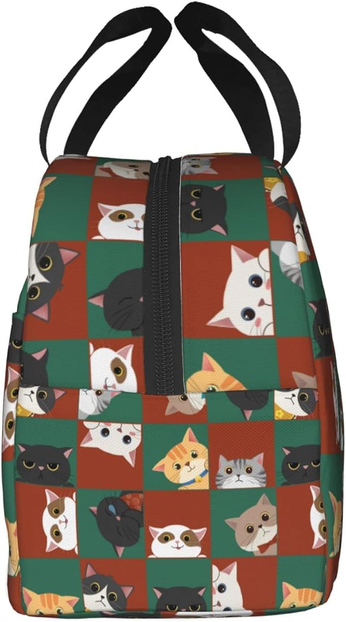 Cat Lunch Bag Kids Cute Insulated Cat Lunch Box for Girls Women Men Reusable Lunch Tote for Office Work Picnic Hiking