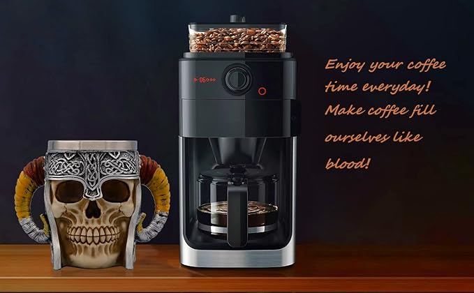 18oz Gift Horn Skull Beer Mug Stainless Steel Large Coffee Cup Norse Gothic Decor Viking Festival Gift GOT Pirate Decor