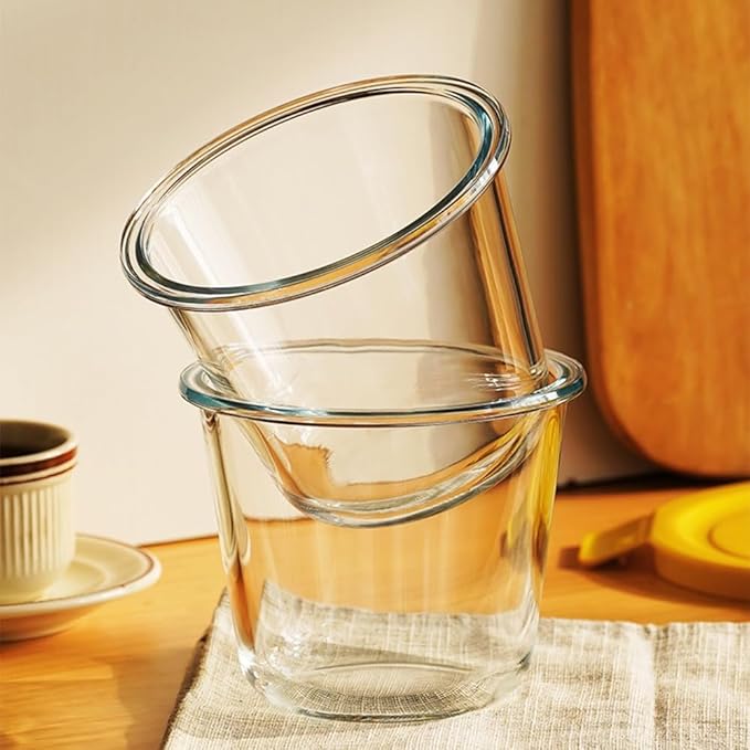 24 Oz Round Glass Soup Storage Container with lids, 3 Cup Glass Food Container with Airtight Lids, Leakproof Round Food Bowls for soup, leftovers, freezer/Oven/Dishwasher Safe - (2 Pack)