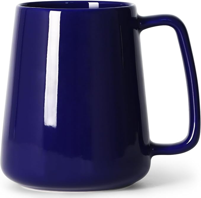Smilatte 24 OZ Large Coffee Mug, Nice Ceramic Boss Tea Cup with Big Handle for Dad Men Women, Unique Style For Any Kitchen, Blue