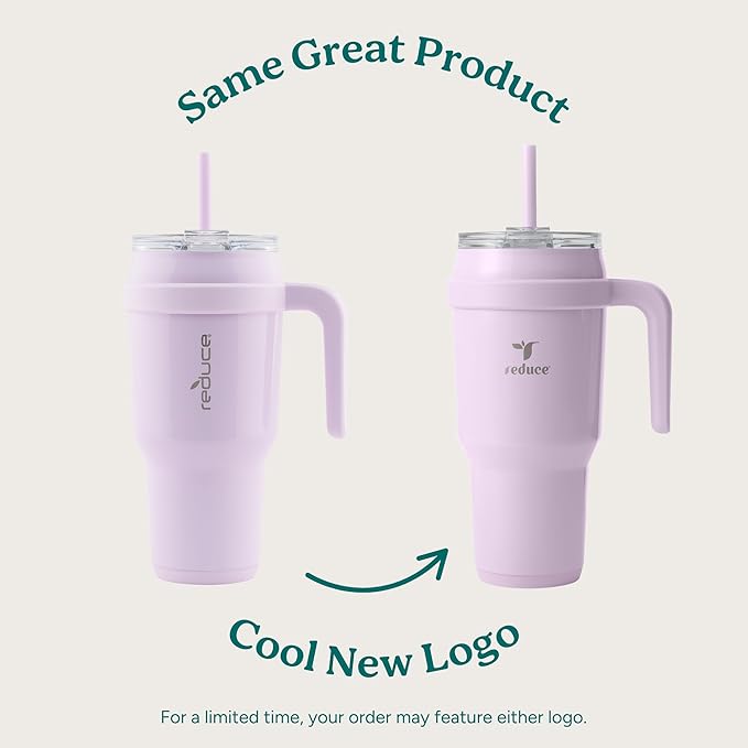 REDUCE 40 oz Stainless Steel Tumbler with Handle - Dual-Wall Vacuum Insulated Travel Mug, Sweat-Proof Lid & Reusable Straw - Keeps Drinks Cold for 24 Hrs, Fits Cupholders, Dishwasher Safe - Sand