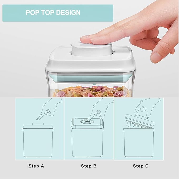 Pop Containers with Lids - Stackable Airtight Food Storage, Kitchen Pantry Storage Containers for Snacks Candy Salt Herbs Spices BPA-Free (15PCS (0.5 + 1.2 + 2.0 + 2.7 + 3.3 Qt) * 3)