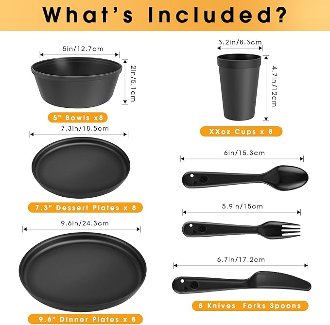 40-Piece Unbreakable Kids Dinnerware Set for Toddlers & Children, BPA-Free & Easy-Clean PP Plates and Bowls, Microwave & Dishwasher Safe, Complete Family Pack (Service for 8)