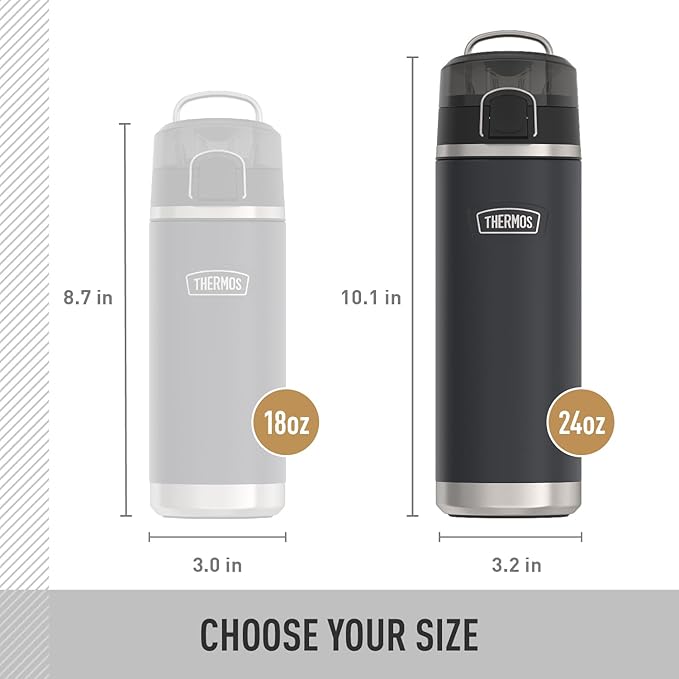 THERMOS ICON SERIES, Stainless Steel Water Bottle with Spout - 24 Ounce, Plum - Vacuum Insulated Water Bottle with Lid