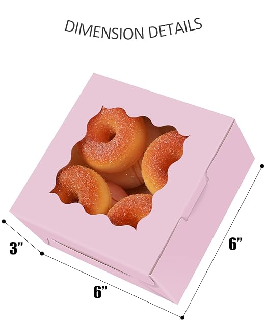 qiqee Lavender Cookie Boxes with Window 36packs 6x6x3 Lavender Bakery Box Pastry Box for Wedding Favor Birthday ＆ Party