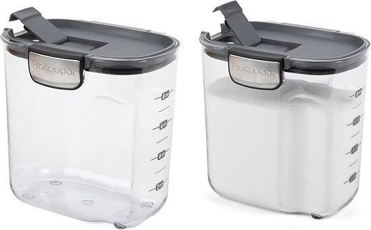 Progressive International ProKeeper+ Clear Plastic Airtight Food Baker's Kitchen Storage Organization Container Canister Set with Magnetic Accessories, 2- Piece Set (Sugar 2.5-Quart)