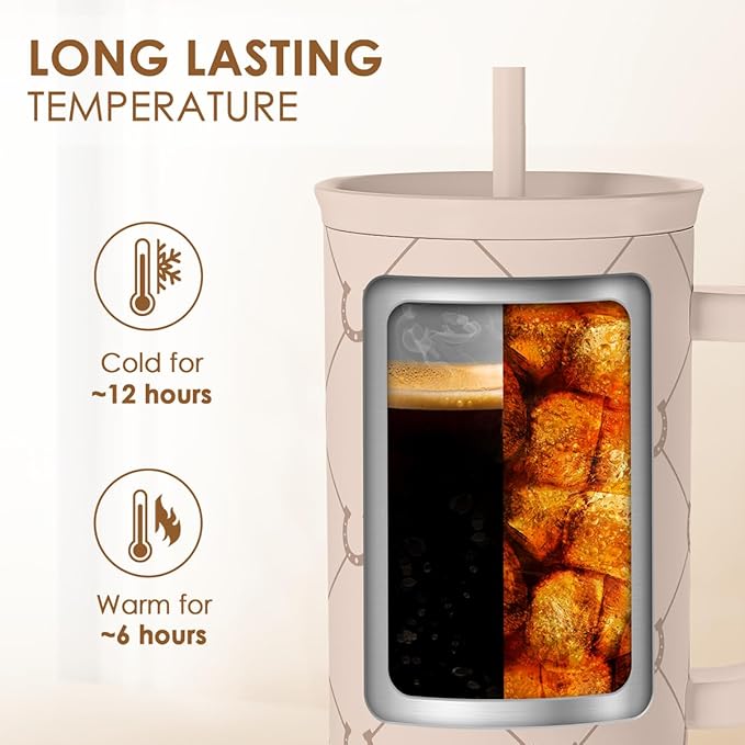 Horse Tumbler with Handle, Insulated Cup Stainless Steel Travel Mug Cup, Gifts for Women Girl, Equestrian Gift for Birthday Christmas, 40oz