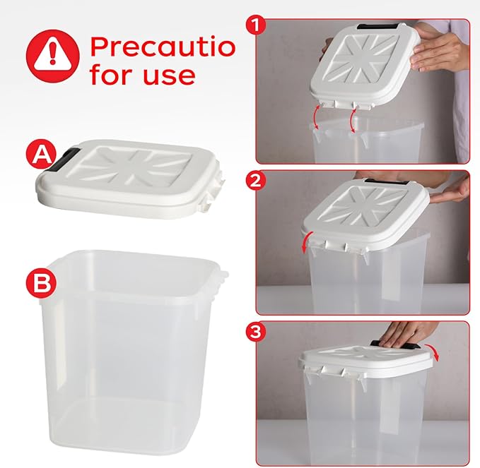 Rice Container - Flour Rice Dispenser 20lbs/10kg/10.6qt Food Grain Cereal Bins Pet Food Storage Laundry Pods Container for Household Pantry Organization (20lbs)