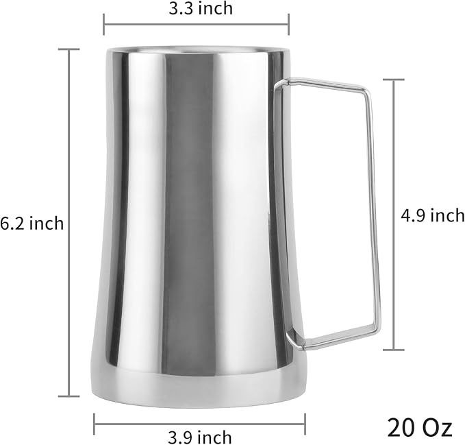 Stainless Steel Coffee Mug, 304 Double Wall Tumbler With Handle, Insulated Beer Stein With Opener, Gifts for Men (20 oz)