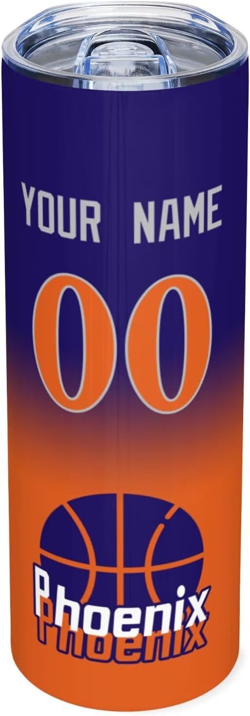 Custom Tumblers Stainless Steel Cup Personalized Basketball Insulation Travel Mug Add Your Name Number 20 oz Fans Gift for Men Women