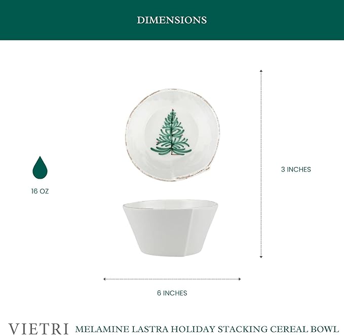 Vietri Melamine Lastra Holiday Unbreakable Stacking Soup/Cereal Bowl, Dining/Kitchen Deep Dish