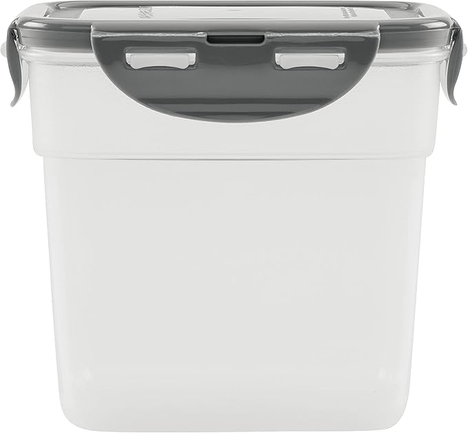 Rachael Ray Leak-Proof Stacking Container Food Storage Bin Set, 30-Piece, Clear with Gray Lids