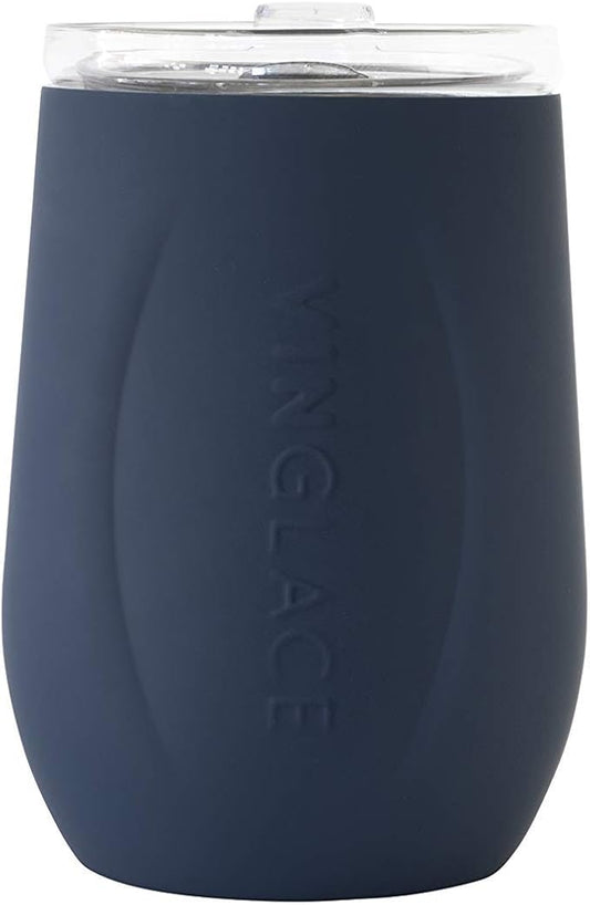 Vinglacé Stainless Steel Stemless Wine Glass- Insulated Wine Tumbler with Glass Insert and Sip Lid, 10 oz, Navy