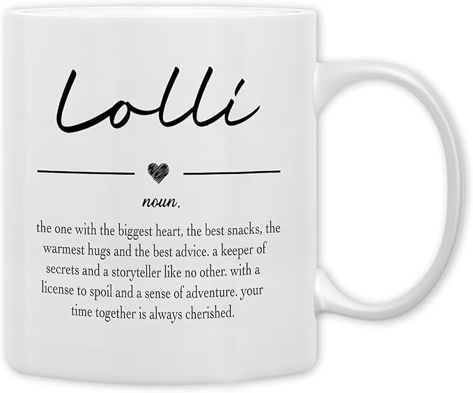 QASHWEY Lolli Gifts Coffee Mug, Gifts for Lollis Grandma from Grandkids Grandchildren, Grandma Coffee Mug, Mothers Day Mugs Tea Cup Gift for GrandmaLolli, Lolli Definition CoffeeCup Ceramic 11oz