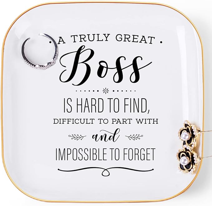 Boss Lady Gifts for Women, Gifts for Boss Jewelry Dish A Truly Great boss is Hard to find...and Impossible to Forget, Female Boss Gifts for Women Christmas Birthday Bosses Day Gifts