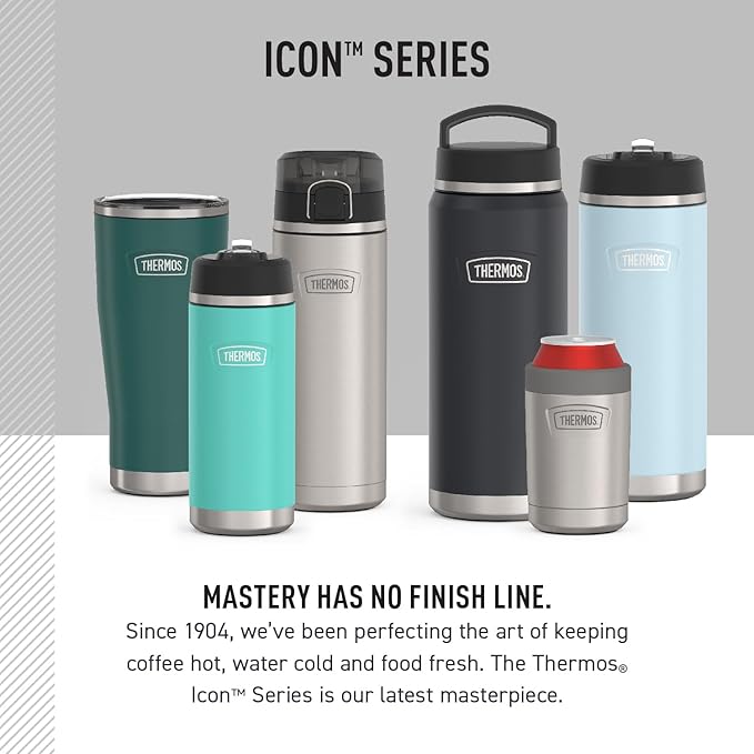 THERMOS ICON SERIES, Stainless Steel Water Bottle with Spout - 24 Ounce, Sea Green - Vacuum Insulated Water Bottle with Lid