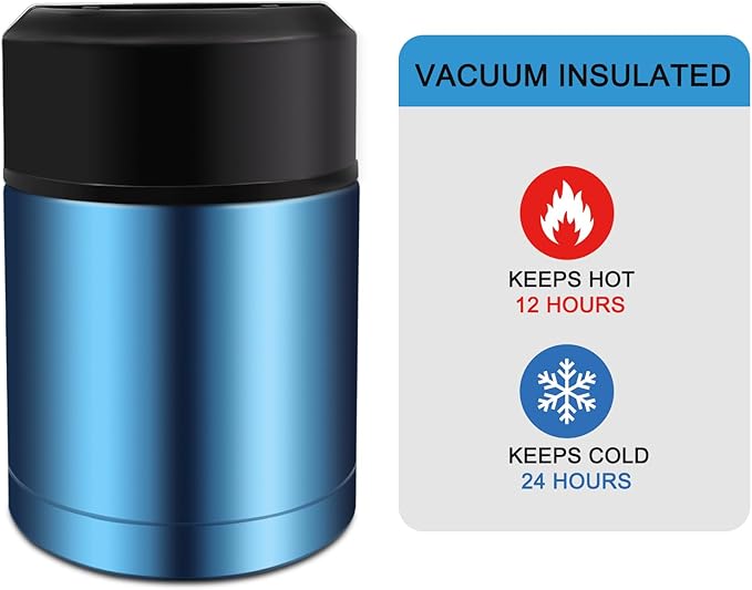 28oz Soup Thermos, Stainless Steel Thermos for Hot Food, Wide Mouth Food Thermos Jar, Insulated Lunch Container Leak Proof Vacuum Thermal Flask (blue)