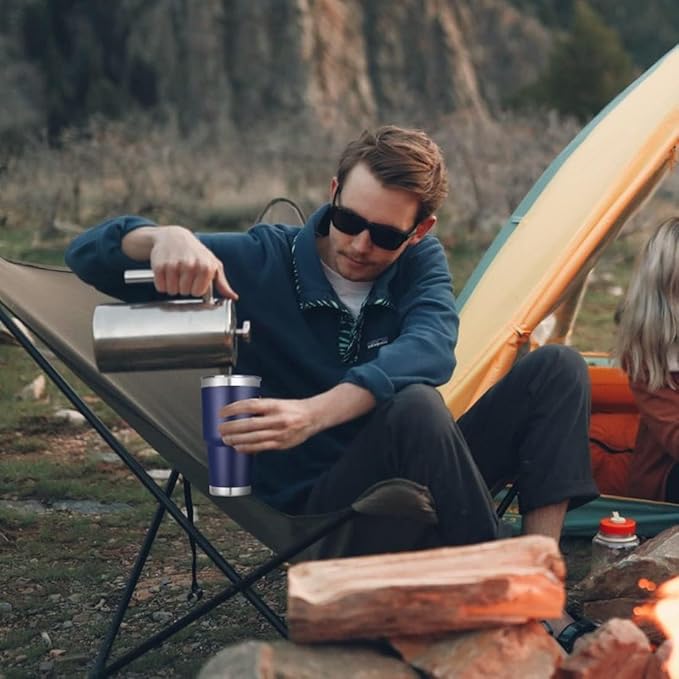 DOMICARE 30oz Tumbler Bulk with Lid and Straw, Double Wall Travel Coffee Mug, Insulated Vacuum Stainless Steel Tumblers, Powder Coated Tumbler Cup (Navy, 8)