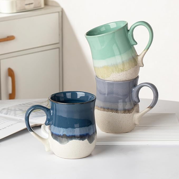 20 OZ Large Coffee Mugs, Ceramic Coffee Mug Big Tea Cups with a Large Handle for Office and Home, Microwave and Dishwasher Safe (20 OZ Light Green)