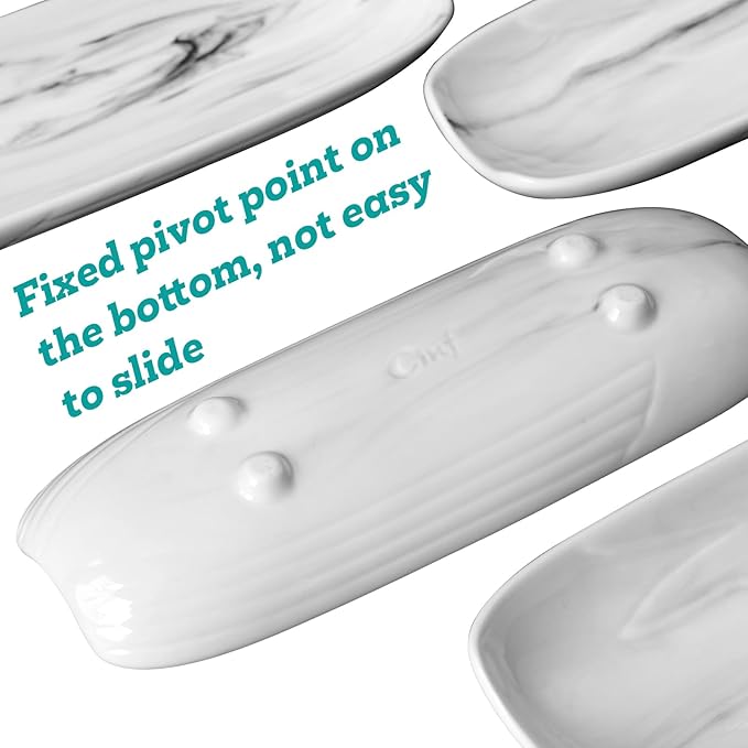 Cinf Ceramic Corn Cob Holders 8.8" Corn Dishes Set of 4 Trays Non-slip Bottom Microwave Dishwasher Oven Safe (Marble Pattern)