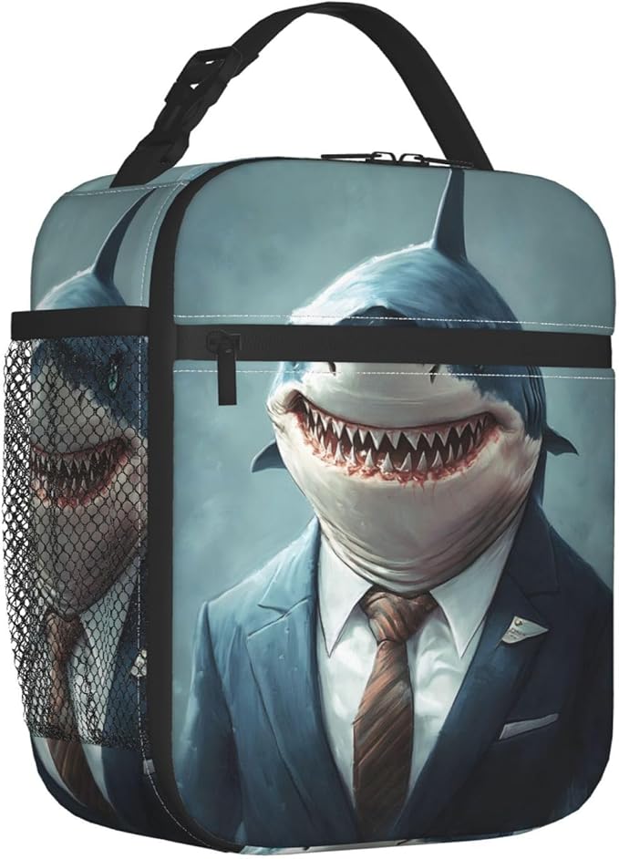 Shark Insulated Lunch Box for Women Men Shark Lunch Bag for Travel,or Fishing Polyester