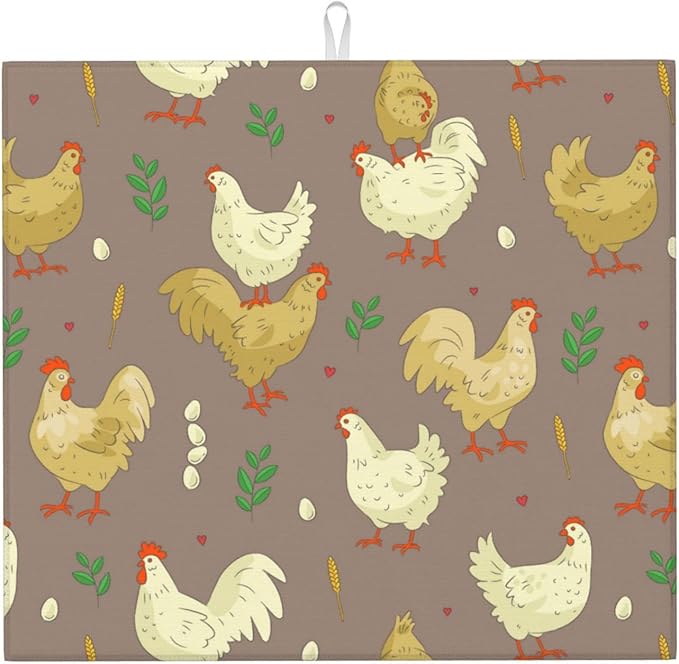 Chicken Legs Chickens Leg Animal Rooster Easter Drying Mat 16x18 Inch For Kitchen Counter Drying Mats Dish For Kitchen Counter Easy Clean Kitchen