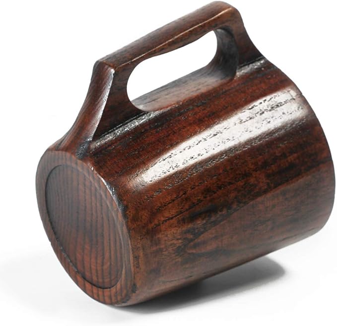 14 oz Wood Cup Coffee Mug for Men Mugs Gift Tankard Unique Small Wooden Man Cup Cool Drinking Portable Outdoor Viking Mug Fancy Cups Beer Mugs Steins Manly Unusual Father Day Men Gift