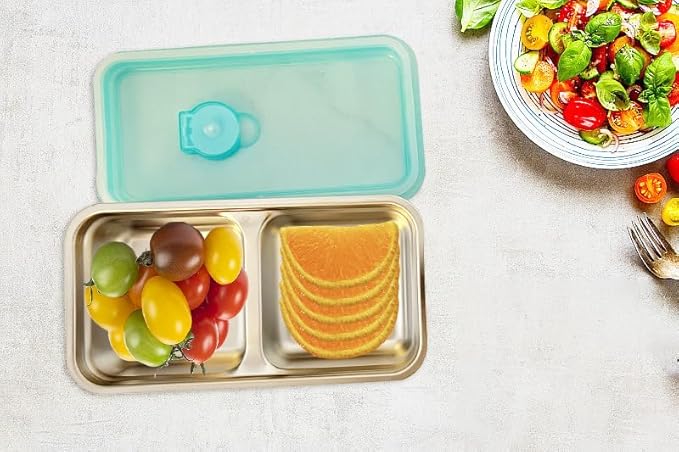 2pcs Grab and Go Snack Containers Stainless Steel, Reusable Snack Containers with Lids,Travel and Camping Food Storage