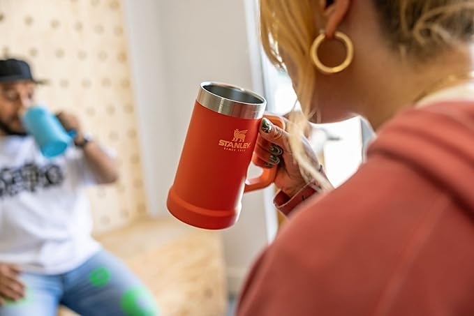 Stanley Stay-Chill Beer Stein 24 oz | Heavy Duty Big Grip Handle | Beer Tumbler Drink Cup, Holds 2 Cans | Insulated Stainless Steel Party Mug | BPA-Free