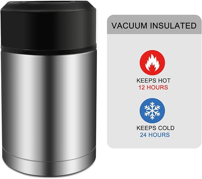 35oz Soup Thermos, Stainless Steel Thermos for Hot Food, Wide Mouth Food Thermos Jar, Insulated Lunch Container Leak Proof Vacuum Thermal Flask (silver-35oz)