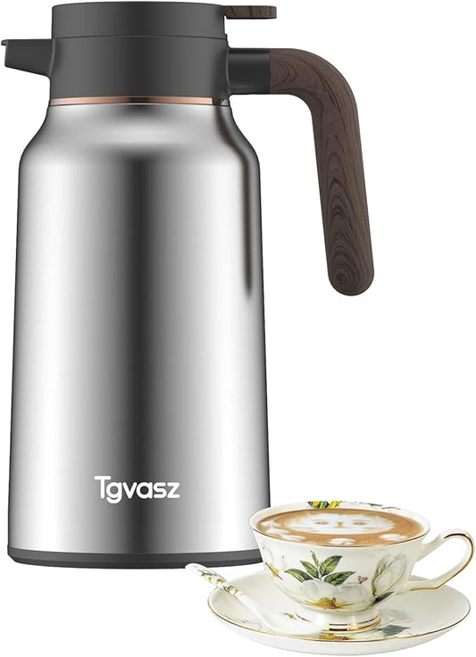 70 Oz Carafes for Hot Liquid, Stainless Steel Insulated Vacuum Thermal Coffee Carafes For Keeping Hot, 2.1 Liter Coffee Dispenser(silver)