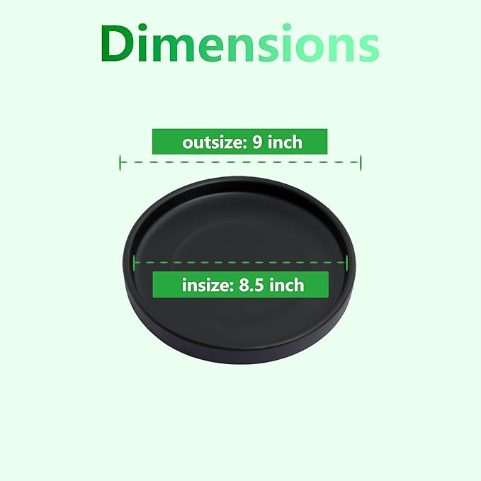 Ceramic Saucer 9 inch Round Saucer for Succulent Planter | Planter Tray (Black Matte, 9 inch)