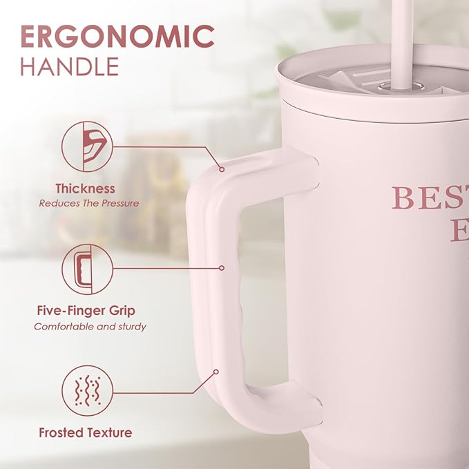 Gift for Aunt - Best Aunt Stainless Steel Tumbler with Handle, Travel Coffee Mug for Moms - Aunts Gifts for Birthday Christmas Mothers Day, 40oz