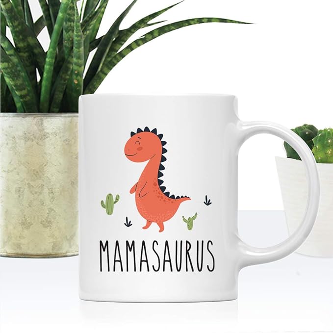 Andaz Press Mother's Day 11oz. Ceramic Coffee Tea Mug Gift for Mom, Mamasaurus, Dinosaur Graphic, 1-Pack, Birthday Christmas Gift Ideas