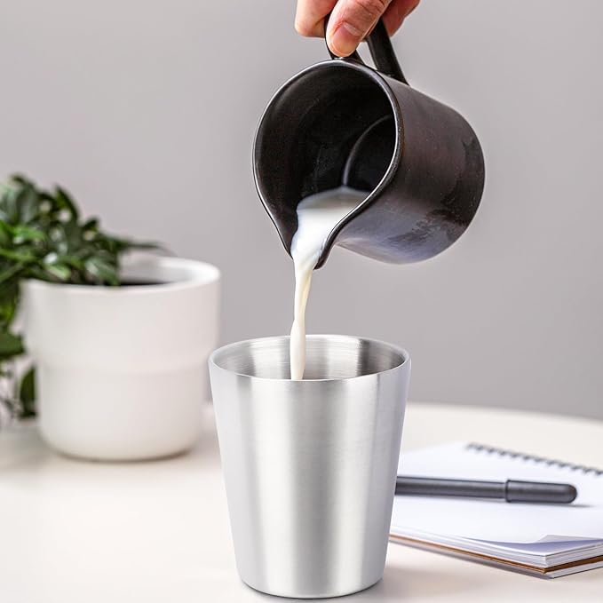 Beasea Stainless Steel Cups 8.8 oz, 4 Pack Small Stainless Steel Tumbler Bulk Stackable Insulated Mini Cups for Drinking Double Wall Metal Glasses Tin Cups for Office Home Party Camping