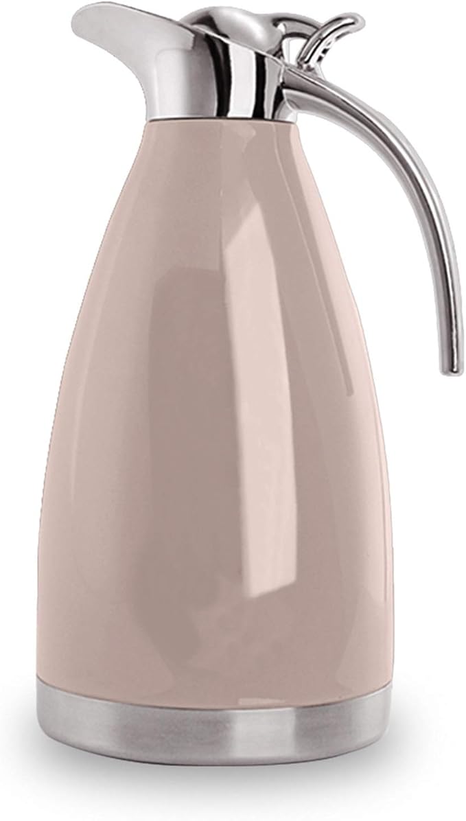 Sumerflos 68 Oz Stainless Steel Coffee Thermal Carafe/Double Walled Vacuum Thermos Insulated / 12 Hour Heat Retention / 2 Liters (Pink)