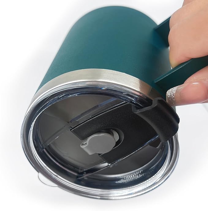 8pack 12oz Coffee Mug With Handle Bulk, Stainless Steel Insulated Travel Tumblers With,Double Wall Vacuum Camping Cup for Hot & Cold Drinks Tea (green)