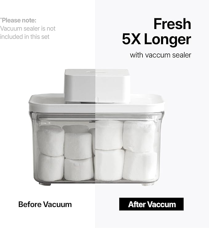 VAKUEN Premium Airtight Food Storage Containers, Mini Square 2pc/set(0.85qt), Smart One-Click Seal Lid, No Hinges, 100% Leak Proof, BPA-FREE, Dishwasher, Freezer & Microwave Safe