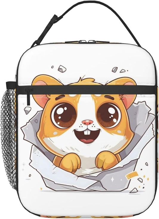Cheerful Hamster Lunch Box for Women Men, Insulated Lunch Box, Reusable Lunch Bag for Office, Work, Picnic, Travel