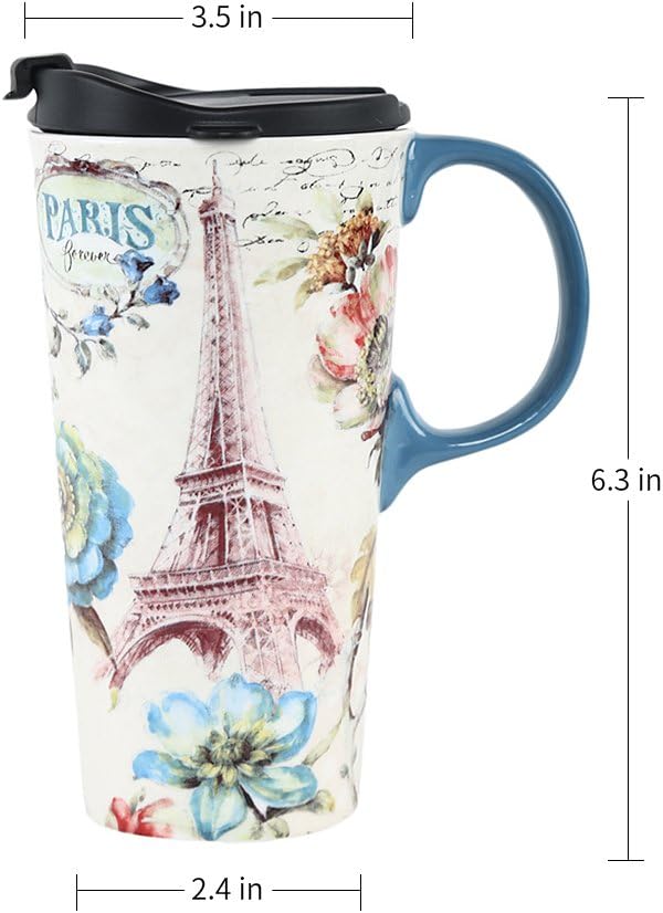 Topadorn 17 oz. Ceramic Travel Mugs and Coffee Cup with Sealed Lid and Color Box