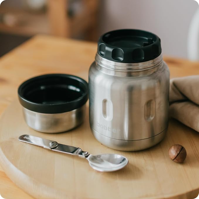 BOBBER 16 oz Insulated Stainless Steel Thermos with Wide Mouth, Built-in Spoon and Bowl Lid – Perfect for Hot Food, Keeps Soups Hot for 10 Hours, Cold for 15 Hours (Matte)