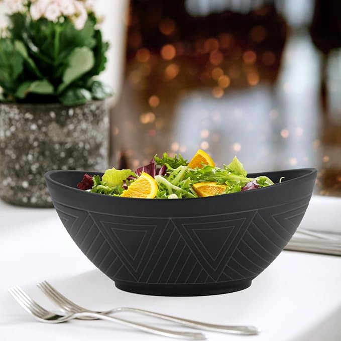 Wrova 65oz Large Salad Bowls Black - Wheat Straw Salad bowls Set of 4 - Unbreakable Salad Bowls Dishware & Microwave Safe - BPA Free Bowls for kitchen,camping