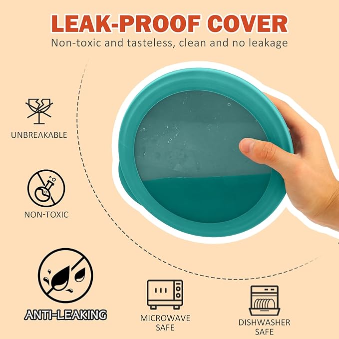 Wrova wheat straw bowls set of 4,40oz unbreakable salad bowl set with cover,alternative plastic bowls with cover for kitchen,party,camping and picnic. Green